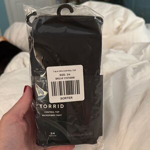 Torrid Black Microfiber Control Top Tights